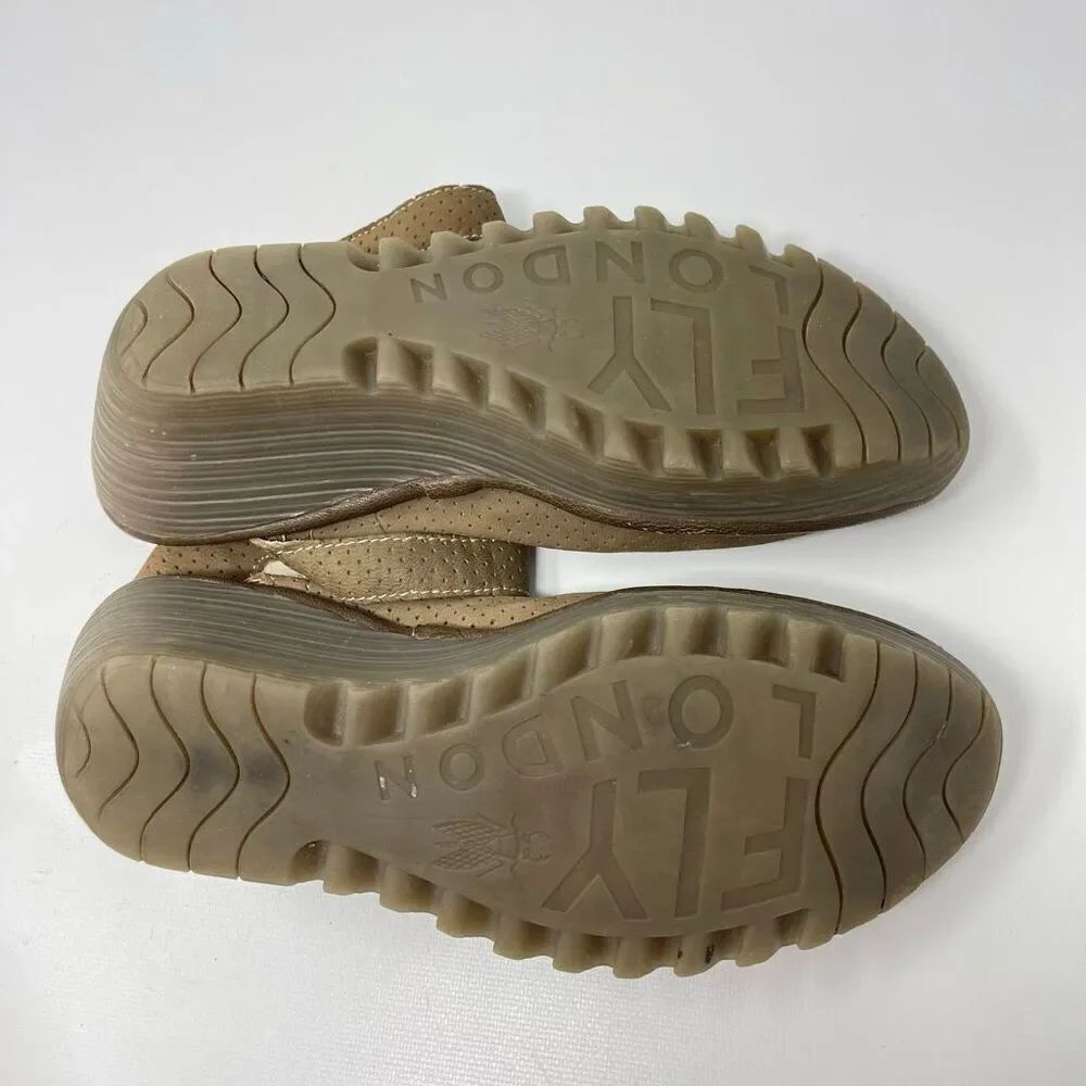 Fly London Yala Perforated Wedge Sandal Beige Women’s Size Us 9 EU 40 - Picture 9 of 11
